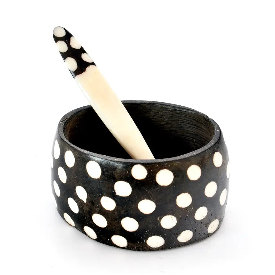 Cow Bone Salt/Sugar Cup and Spoon