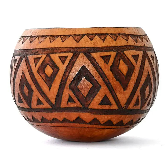 Small Geometric Etch Calabash Storage Bowl