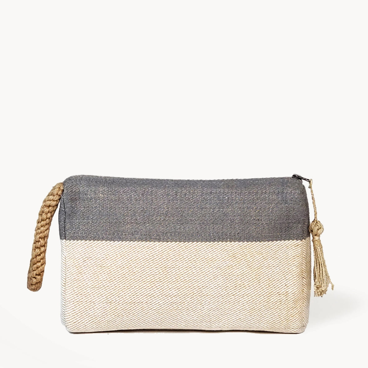 Handwoven Jute-Cotton Clutch - Gray