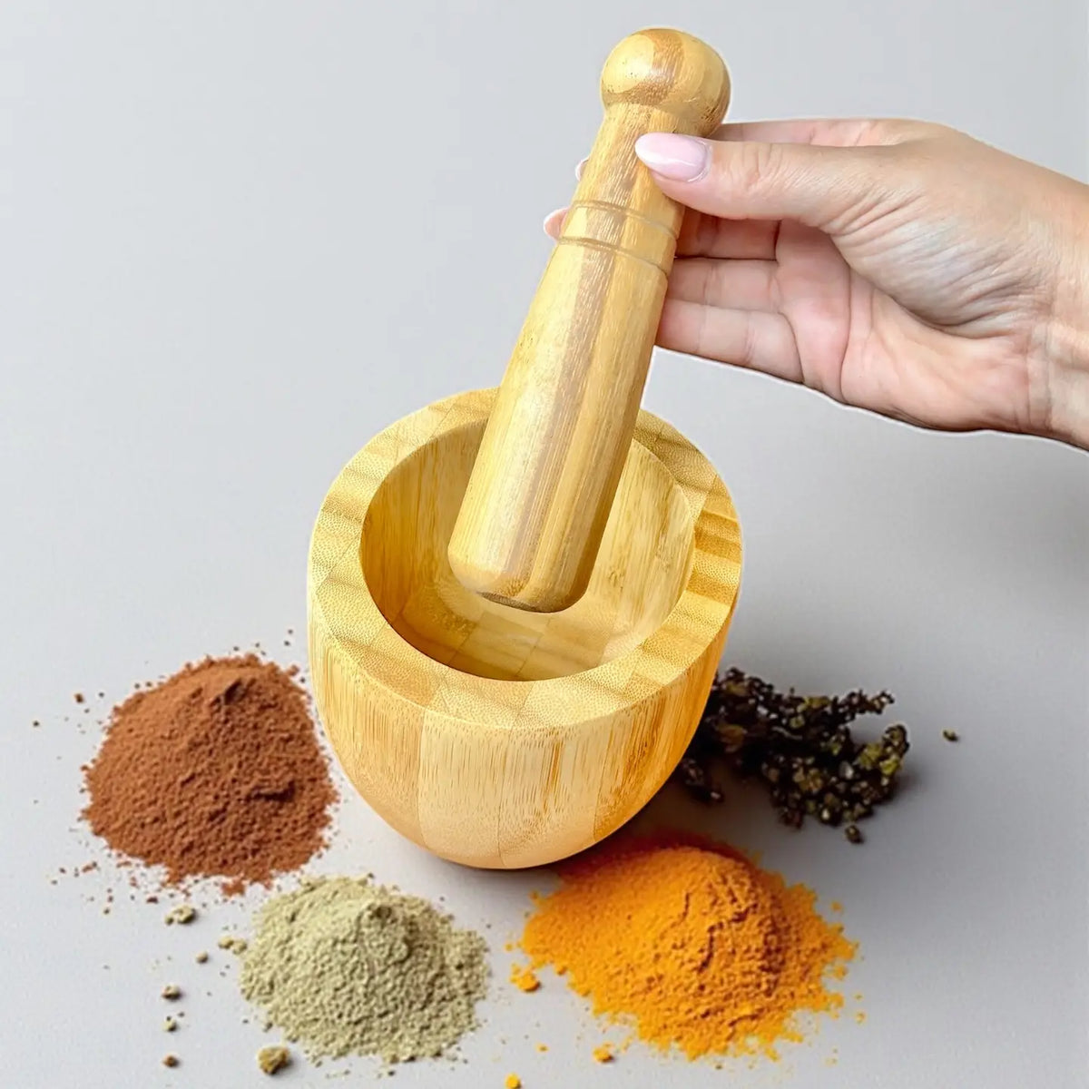 Bamboo Mortar and Pestle